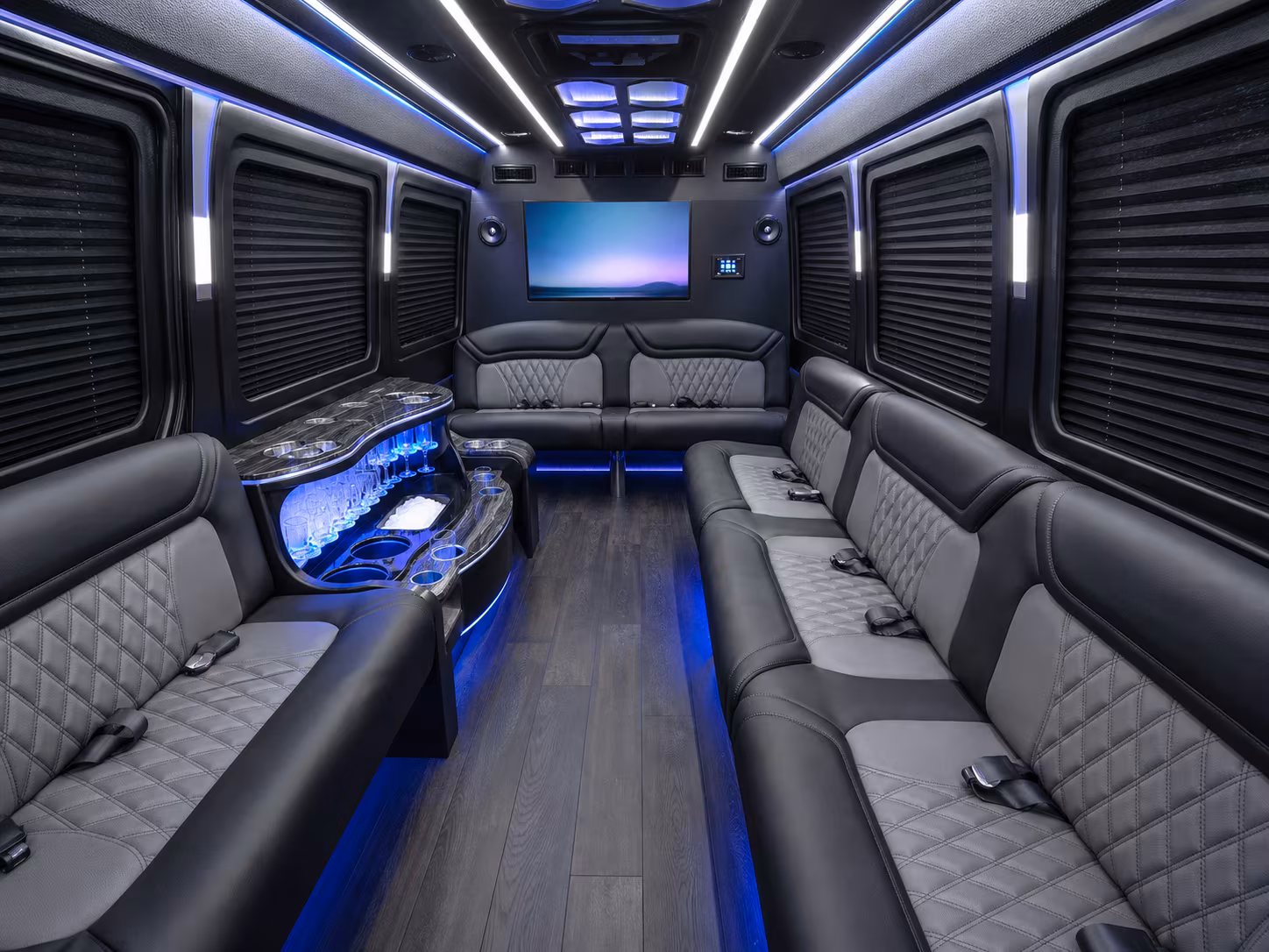 carrollton 40 passenger party bus interior